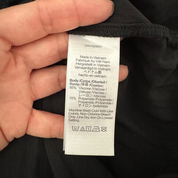 Madewell Black Button Up Shirt Crinkle Viscose Minimalist Shirttail Relax Fit Tu - Picture 13 of 14